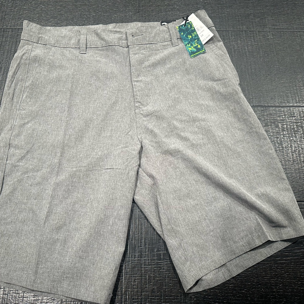 Burnside Men’s Hybrid Performance Shorts 34, 20” inseam Heather Grey Quick Dry